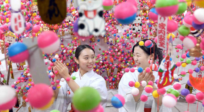 Pray for the New Year with Colorful Mayudama at Kinomiya Shrine