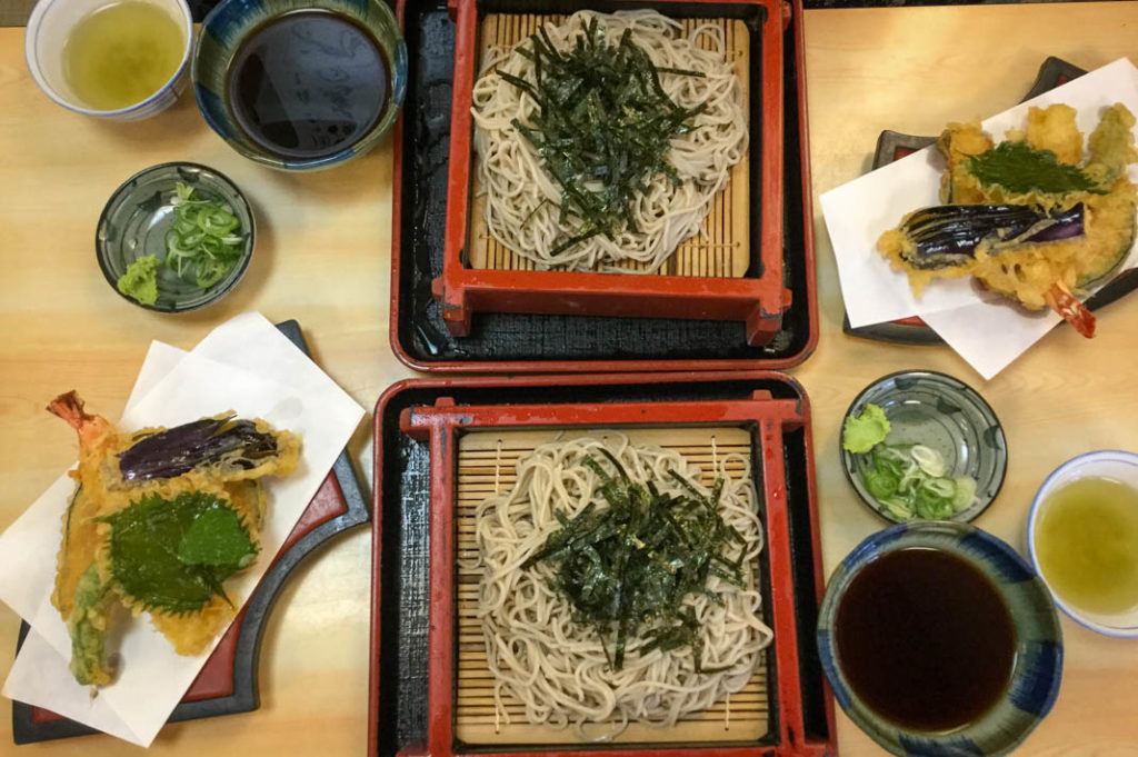 Tempura soba noodle set.