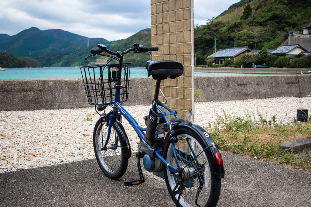 Electric bikes are available for exploring parts of Fukue Island