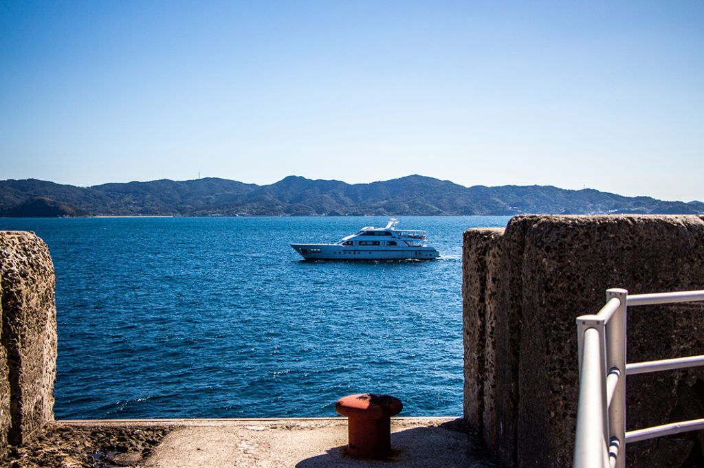 One of the Gunkanjima Cruise operators circling Hashima Island 