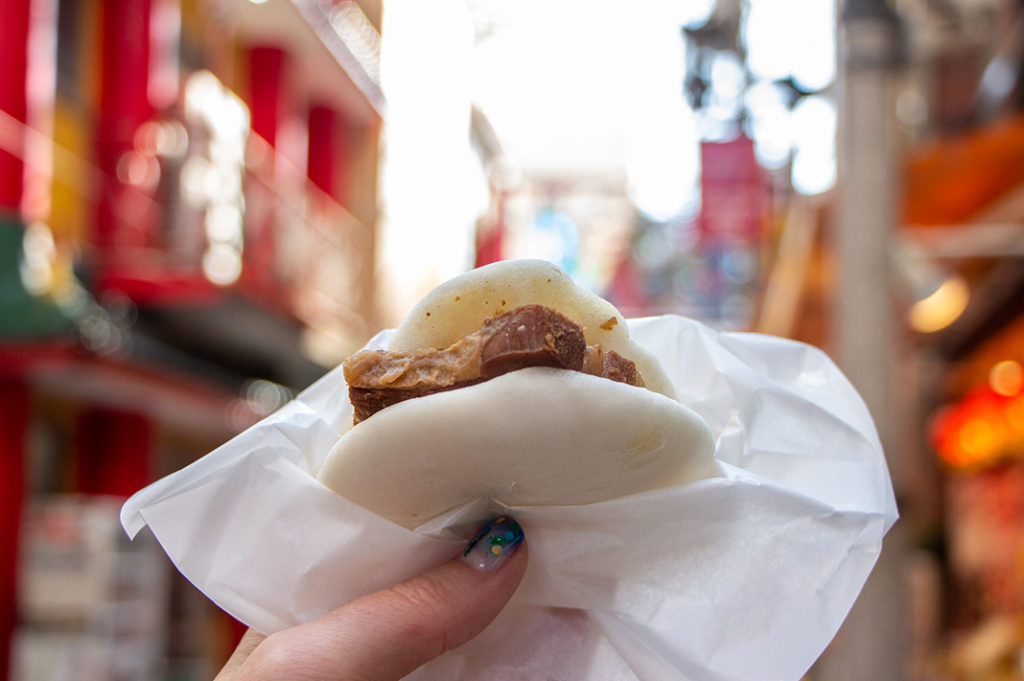 Kakuni Manju pork belly bun in Nagasaki Chinatown