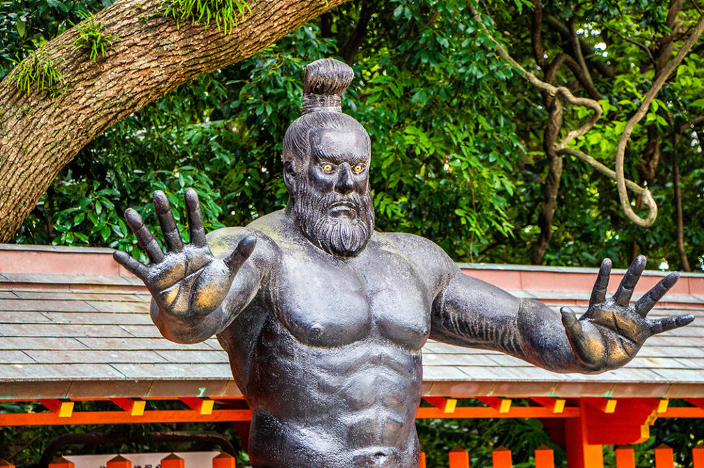 Sumiyoshi Shrine is one of the oldest Shinto shrines in Kyushu. Visit for traditional Shinto architecture and a powerful sumo statue!