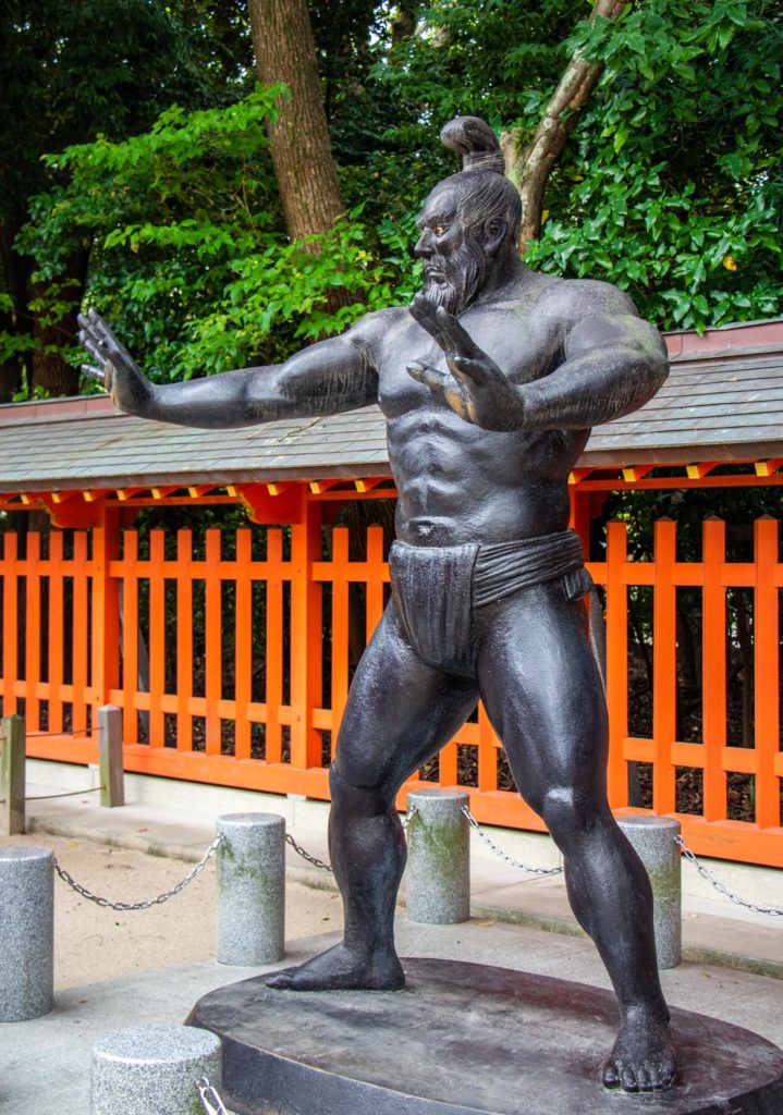 Sumiyoshi Shrine is one of the oldest Shinto shrines in Kyushu. Visit for traditional Shinto architecture and a powerful sumo statue!