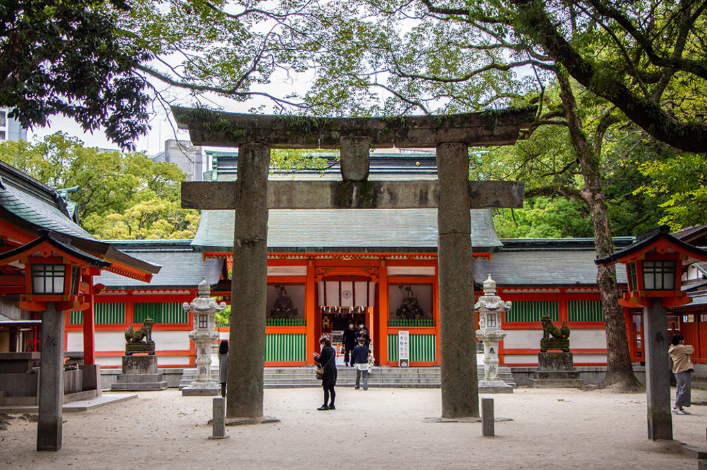 Sumiyoshi Shrine is one of the oldest Shinto shrines in Kyushu. Visit for traditional Shinto architecture and a powerful sumo statue!