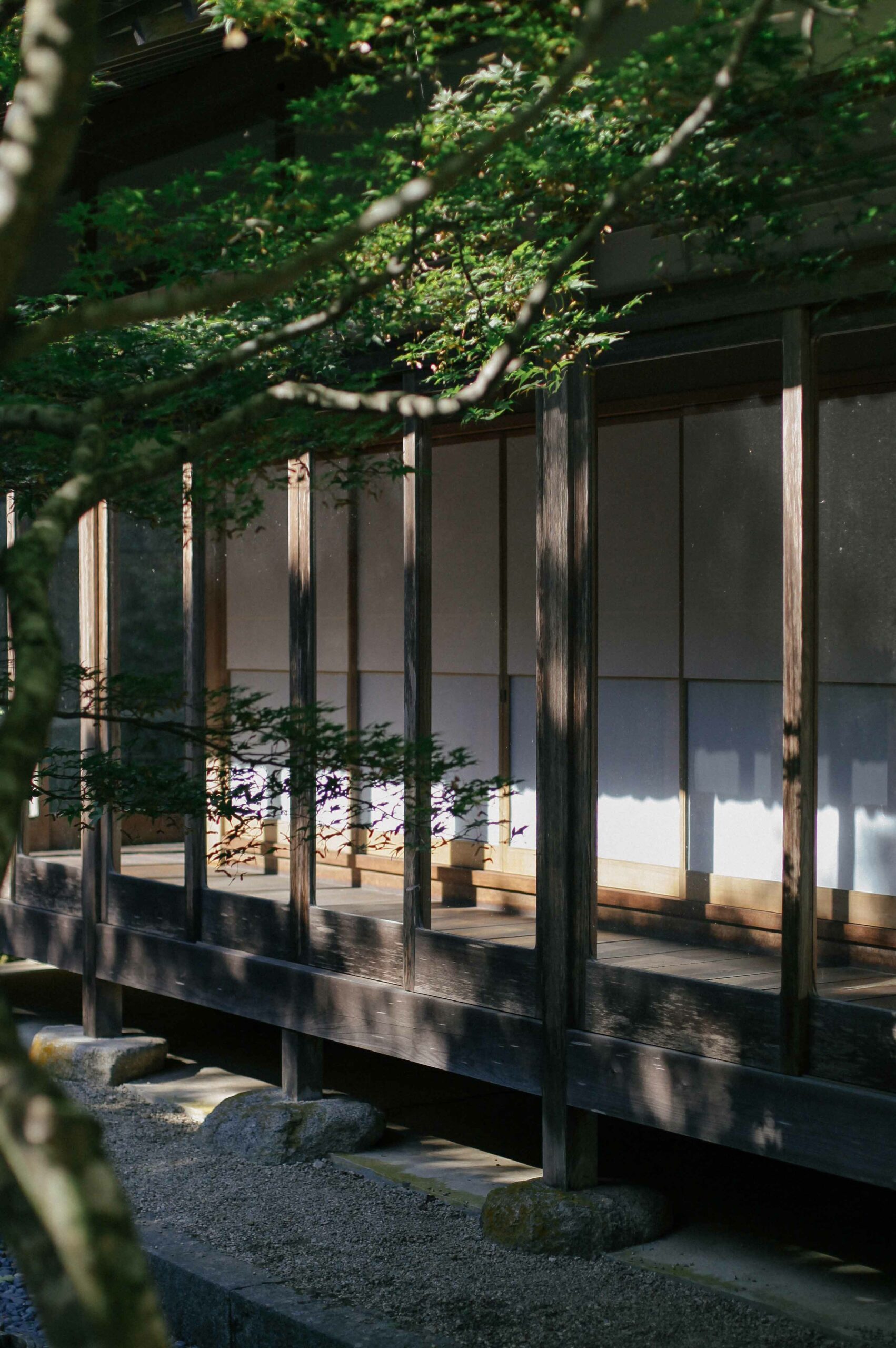 The temple's courtyard is peaceful, up in the depths of the quiet mountain.