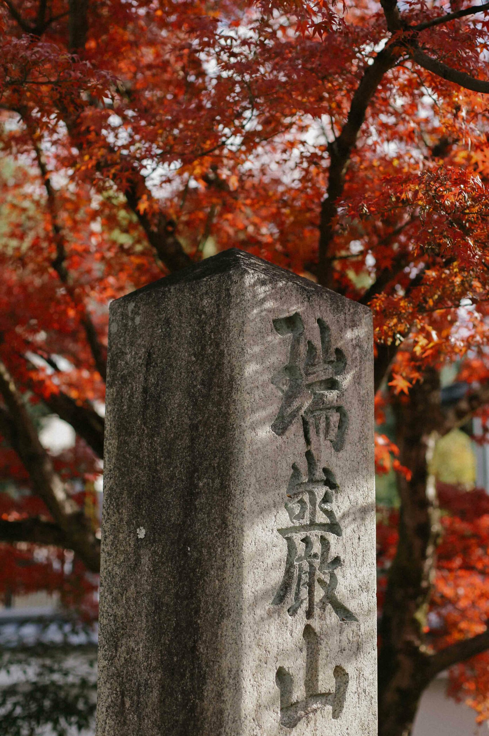 Enkoji is filled with traditional Japanese stone lanterns and decorative pillars.