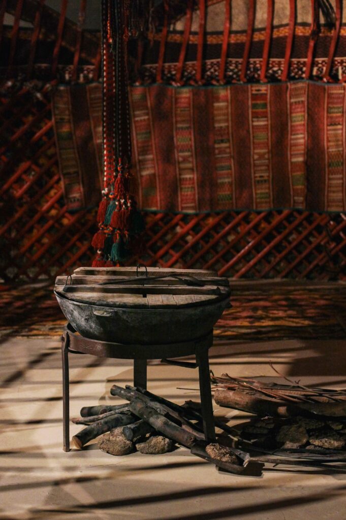 A Kazakh Gat (domestic tent) has been reconstructed to its full scale as part of the Museum of Ethnology's permanent exhibition.