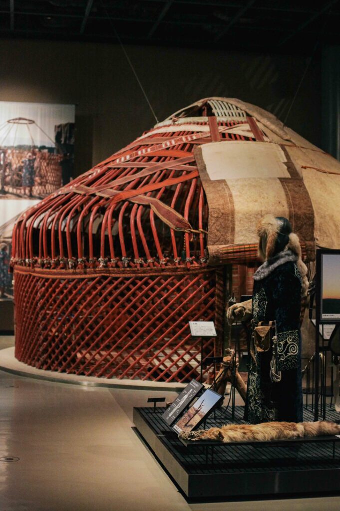 Siberian clothing is displayed at Osaka's Museum of Ethnology.