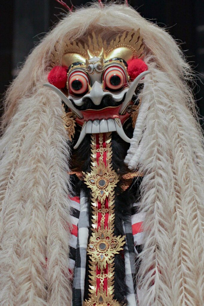 Indonesian masks on display as part of the National Museum of Ethnology permanent exhibit.