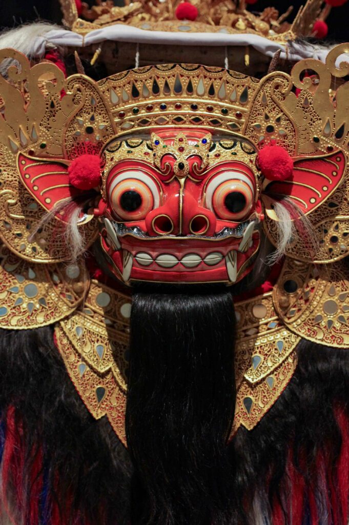 Indonesian masks on display as part of the National Museum of Ethnology permanent exhibit.