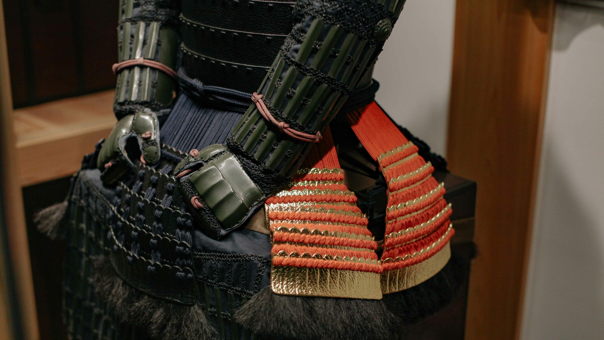 Higo-style samurai armour is on display at the museum.